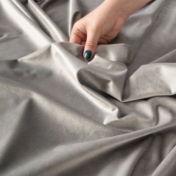 VELVI Zasłona gotowa na przelotkach, szerokość 140 x wysokość 160cm, kolor jasny szary