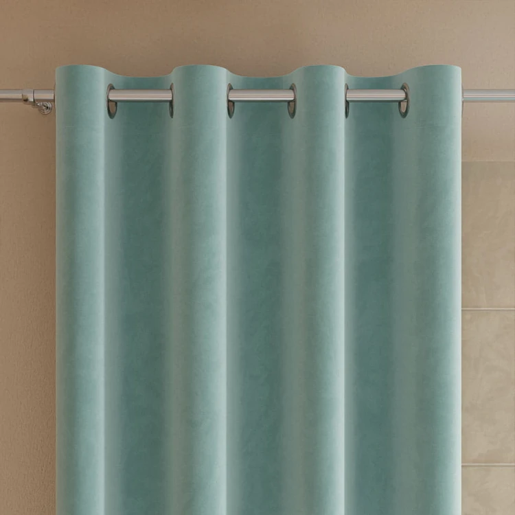 VELVI Zasłona gotowa na przelotkach, szerokość 140 x wysokość 230cm, kolor miętowy