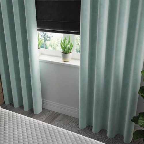 VELVI Zasłona gotowa na przelotkach, szerokość 140 x wysokość 230cm, kolor miętowy