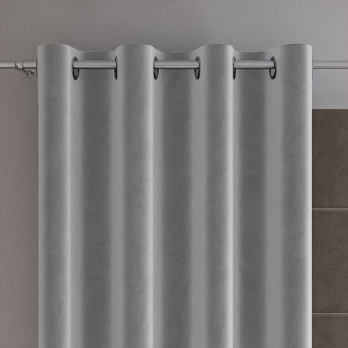 VELVI Zasłona gotowa na przelotkach, szerokość 140 x wysokość 240cm, kolor chłodny szary