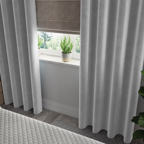 VELVI Zasłona gotowa na przelotkach, szerokość 140 x wysokość 240cm, kolor chłodny szary
