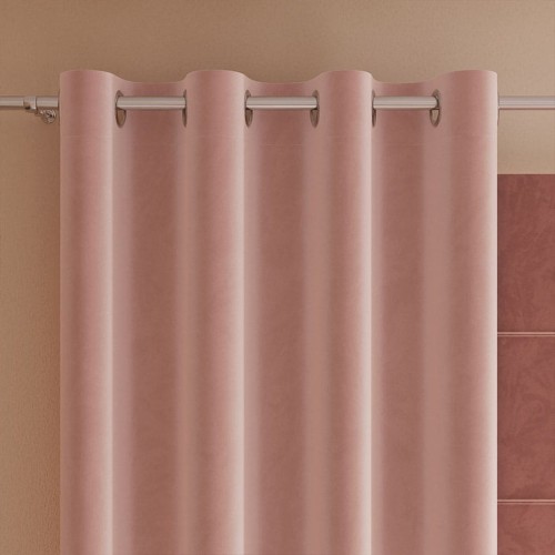 VELVI Zasłona gotowa na przelotkach, szerokość 140 x wysokość 230cm, kolor pudrowy różowy