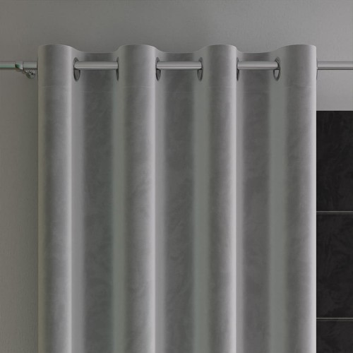 VELVI Zasłona gotowa na przelotkach, szerokość 140 x wysokość 250cm, kolor jasny szary