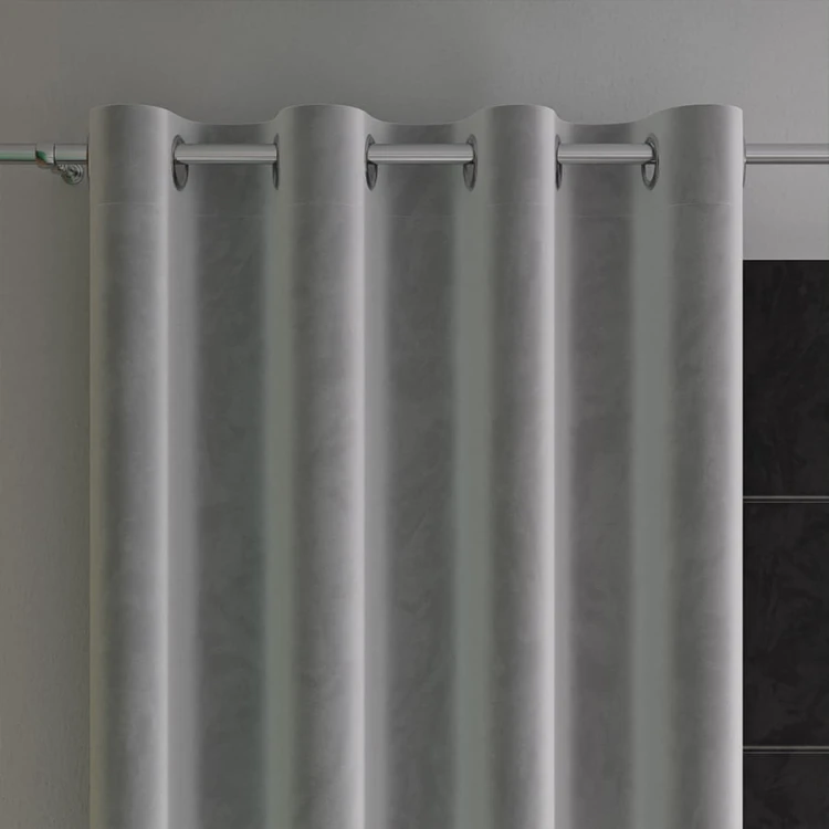 VELVI Zasłona gotowa na przelotkach, szerokość 140 x wysokość 250cm, kolor jasny szary