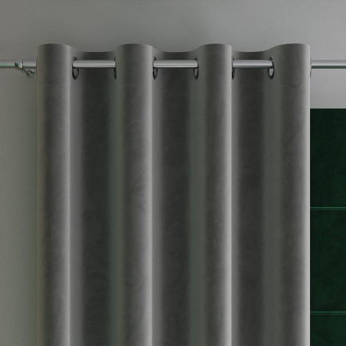 VELVI Zasłona gotowa na przelotkach, szerokość 140 x wysokość 160cm, kolor ciemny szary; antracytowy