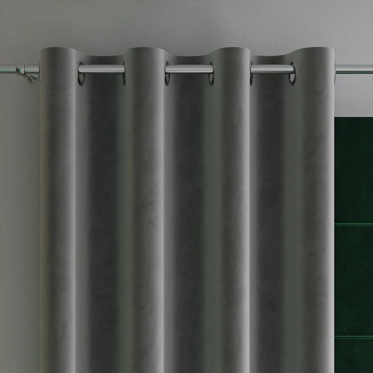 VELVI Zasłona gotowa na przelotkach, szerokość 140 x wysokość 160cm, kolor ciemny szary; antracytowy