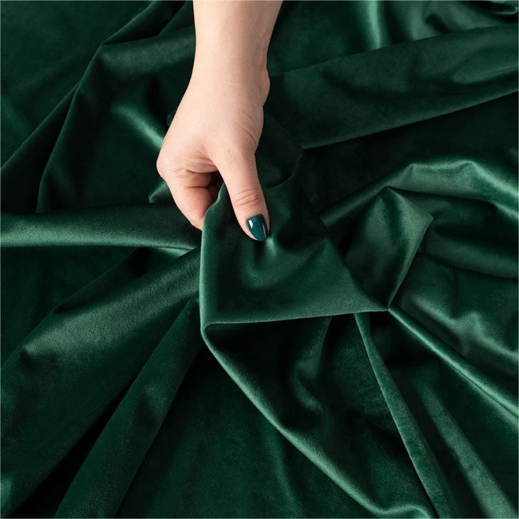 VELVI Zasłona gotowa na przelotkach, szerokość 140 x wysokość 260cm, kolor ciemny zielony; butelkowy