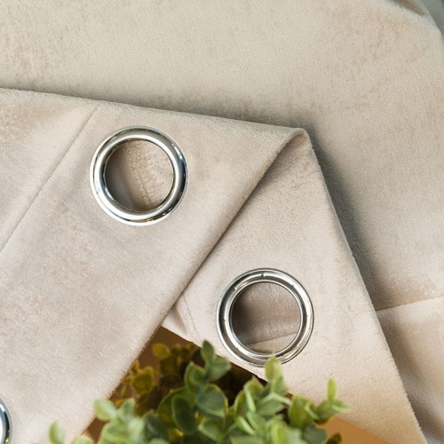 ELEONORA Zasłona gotowa na przelotkach, szerokość 140cm x wysokość 250cm, kolor ciemny kremowy ze złotym nadrukiem