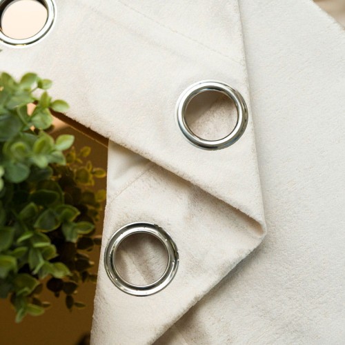 ELEONORA Zasłona gotowa na przelotkach, szerokość 140cm x wysokość 250cm, kolor jasny kremowy ze złotym nadrukiem