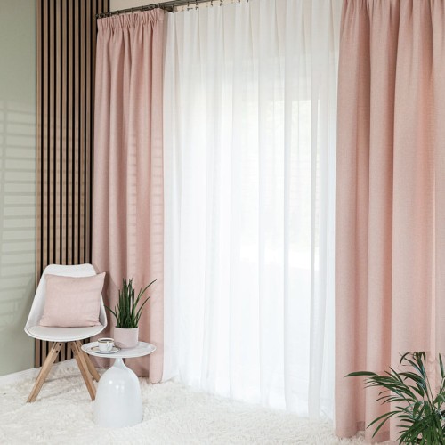 MOLLY Zasłona gotowa na taśmie, szerokość 140cm x wysokość 250cm, kolorpudrowy róż