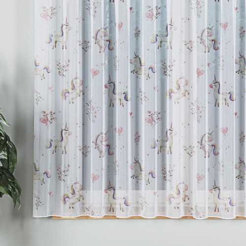 SŁODKIE JEDNOROŻCE Firanka z ołowianką WOAL, wysokość 157cm, kolor biały