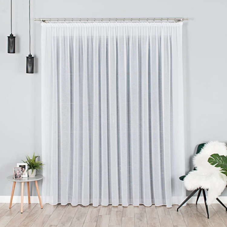 Woal kreszowany z ołowianką, wysokość 290cm, kolor biały