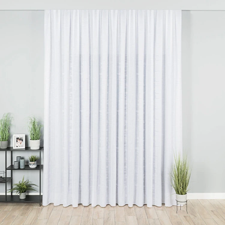 Firanka fantazyjna ze wzorem po całości z ołowianką, wysokość 300cm, kolor biały z szarym