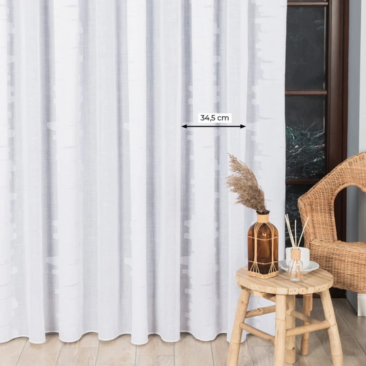 Firanka fantazyjna ze wzorem po całości z ołowianką, wysokość 300cm, kolor biały z szarym