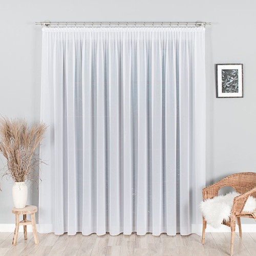 Firanka fantazyjna z ołowianką, wysokość 300cm, kolor biały