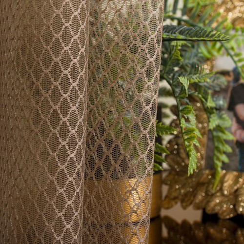 Firanka fantazyjna z ołowianką, wysokość 300cm, kolor  ciemny beżowy