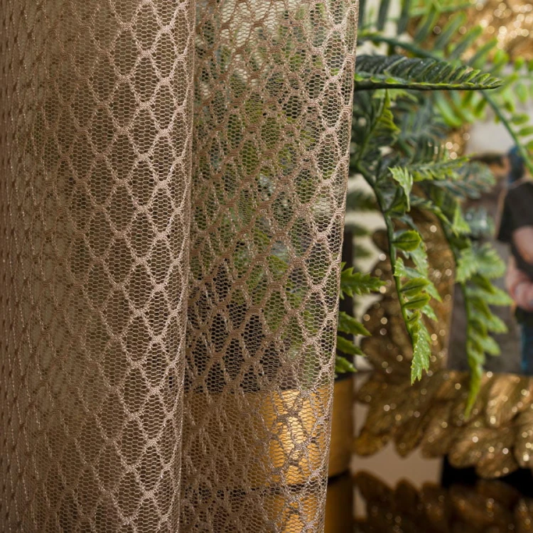 Firanka fantazyjna z ołowianką, wysokość 300cm, kolor  ciemny beżowy