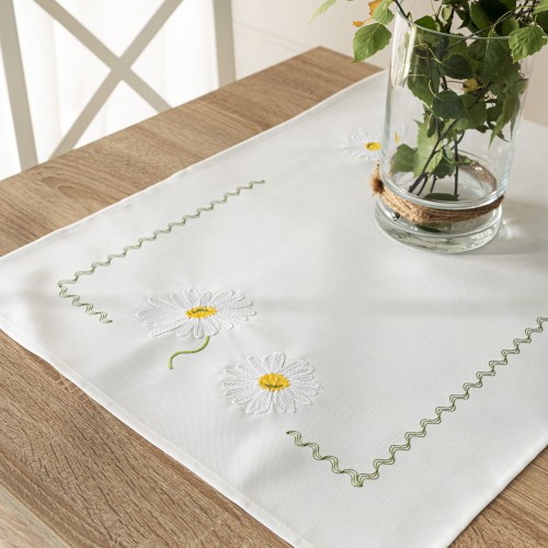 SUMMER Bieżnik z haftem, szerokość 38cm x wysokość 140cm, kolor 001 biały 192037/KSP/L01/038140/1