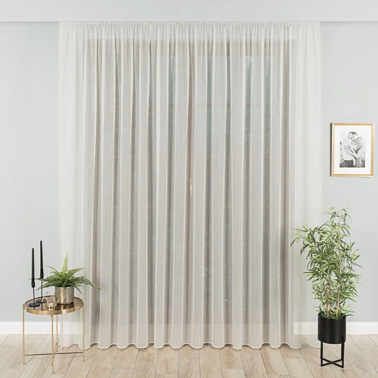 Firanka fantazyjna z ołowianką, wysokość 300cm, kolor  kremowy z błyskiem