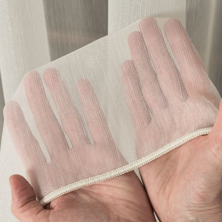 Firanka fantazyjna z ołowianką, wysokość 300cm, kolor  kremowy z błyskiem