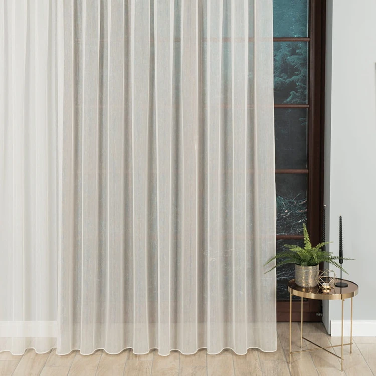 Firanka fantazyjna z ołowianką, wysokość 300cm, kolor  kremowy z błyskiem