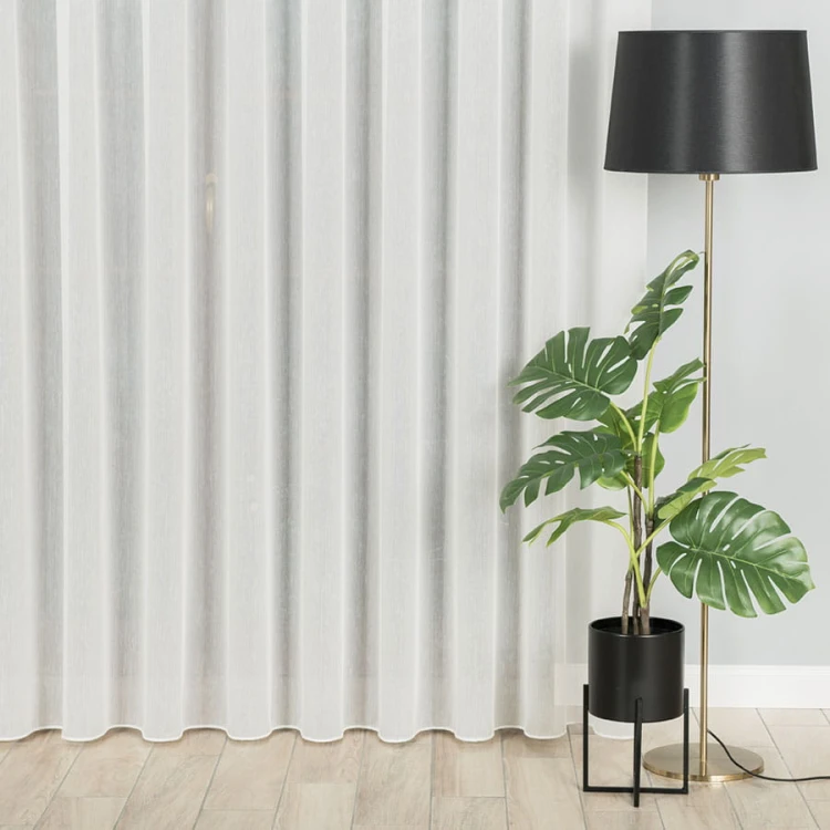 Firanka fantazyjna z ołowianką, wysokość 300cm, kolor kremowy z błyszczącą nitką