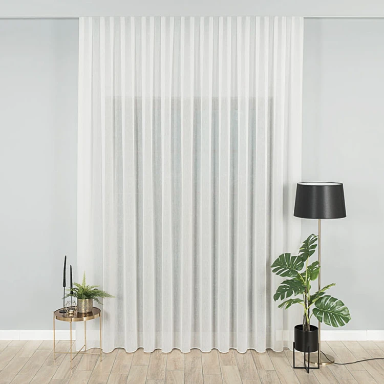 Firanka fantazyjna z ołowianką, wysokość 300cm, kolor kremowy z błyszczącą nitką