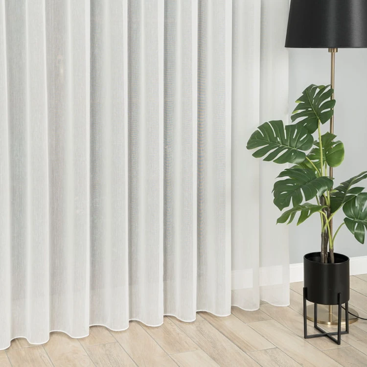 Firanka fantazyjna z ołowianką, wysokość 300cm, kolor kremowy z błyszczącą nitką