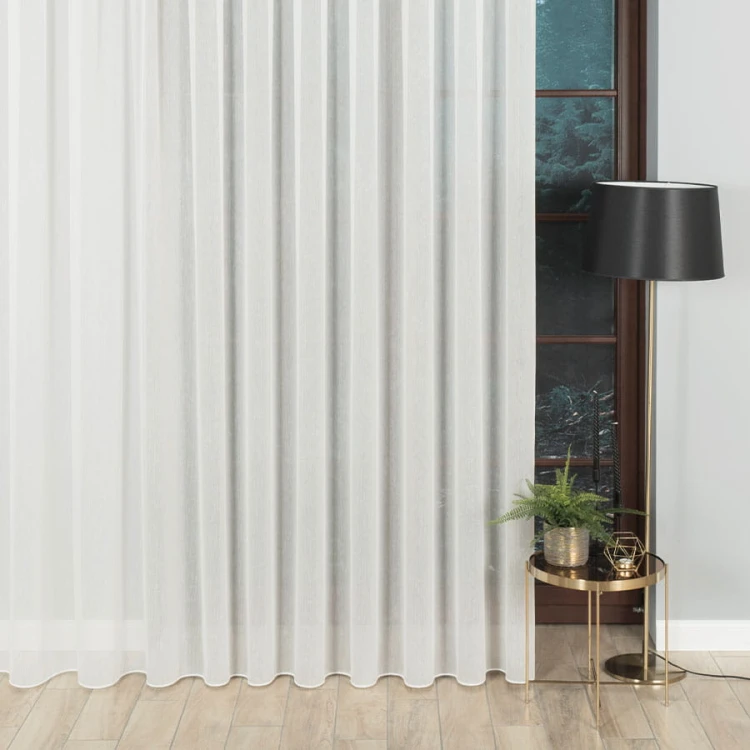 Firanka fantazyjna z ołowianką, wysokość 300cm, kolor kremowy z błyszczącą nitką