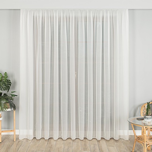 Woal premium z ołowianką, wysokość 300cm, kolor offwhite