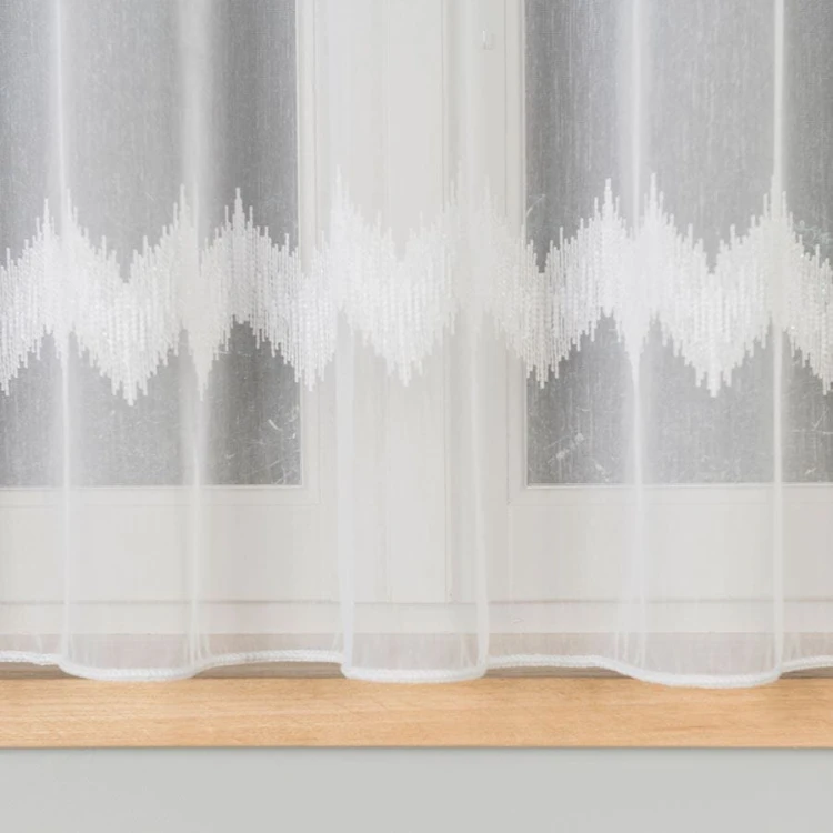 Firanka haftowana ze wzorem pasowym z ołowianką, wysokość 160cm, kolor 001 biały z błyskiem 112750/OLO/001/000160/1