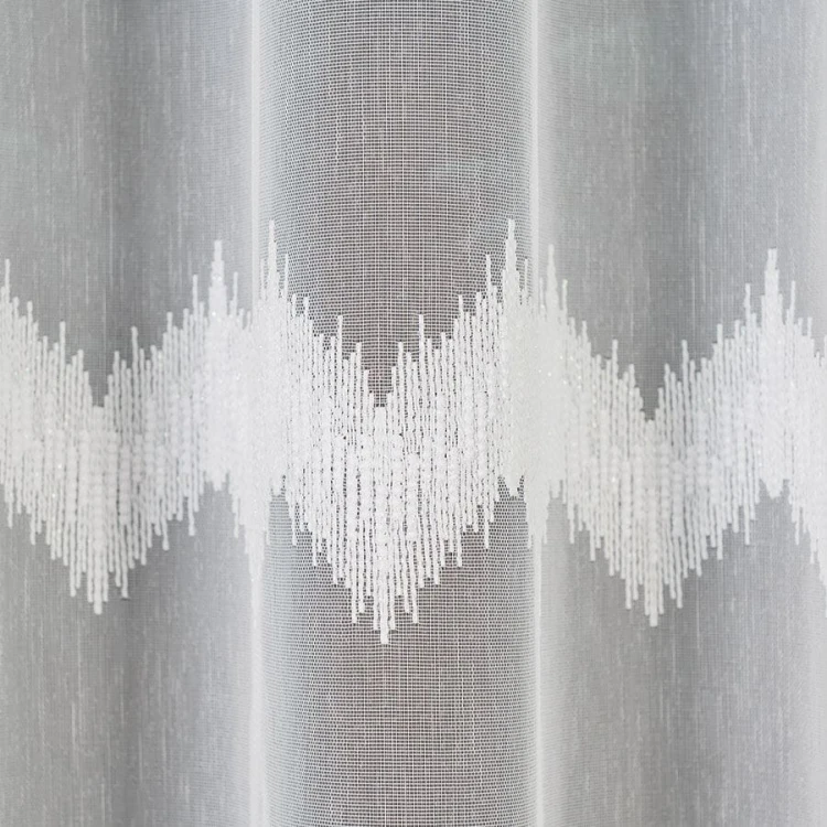 Firanka haftowana ze wzorem pasowym z ołowianką, wysokość 160cm, kolor 001 biały z błyskiem 112750/OLO/001/000160/1