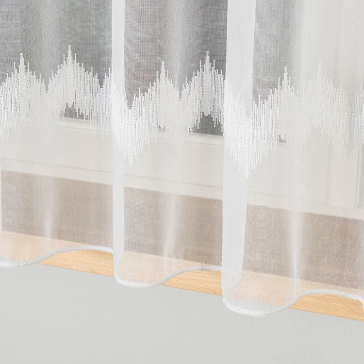 Firanka haftowana ze wzorem pasowym z ołowianką, wysokość 160cm, kolor 001 biały z błyskiem 112750/OLO/001/000160/1