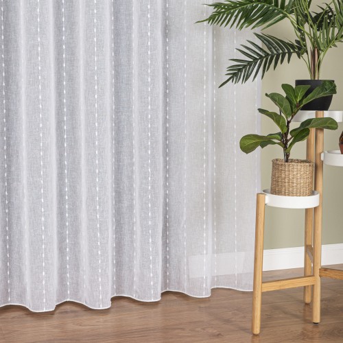 Firanka fantazyjna ze zdobieniem po całości, wysokość 300cm, kolor biały