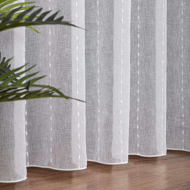 Firanka fantazyjna ze zdobieniem po całości, wysokość 300cm, kolor biały