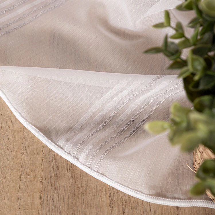 Firanka fantazyjna z ołowianką, wysokość 300cm, kolor biała z szarymi paskami