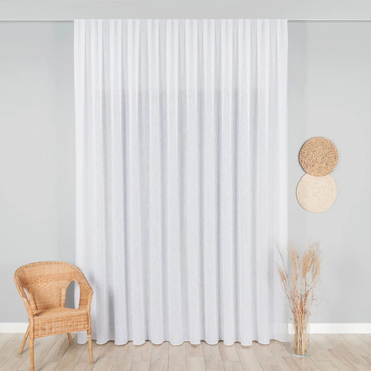 Firanka fantazyjna trudnopalna z ołowianką, wysokość 300cm, kolor biały