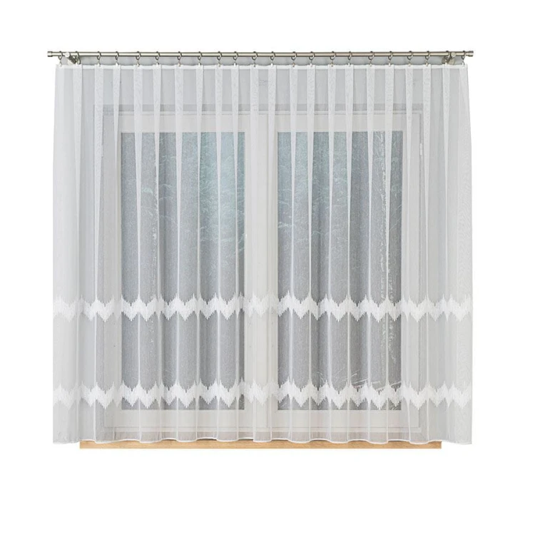 Firanka haftowana ze wzorem pasowym z ołowianką, wysokość 160cm, kolor 001 biały z błyskiem 112750/OLO/001/000160/1