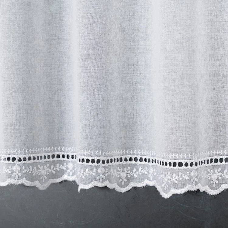 Zazdrostka haftowana ze wzorem pasowym, wysokość 90cm, kolor 001 biały 044715/000/001/000090/1