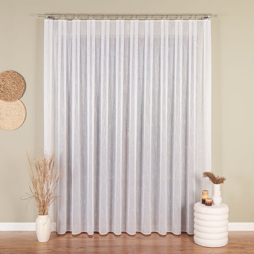 Firanka fantazyjna z ołowianką, wysokość 320 cm, kolor biały