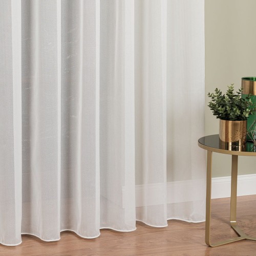 Firanka fantazyjna w jodełkę, z ołowianką, wysokość 300cm, kolor  off white