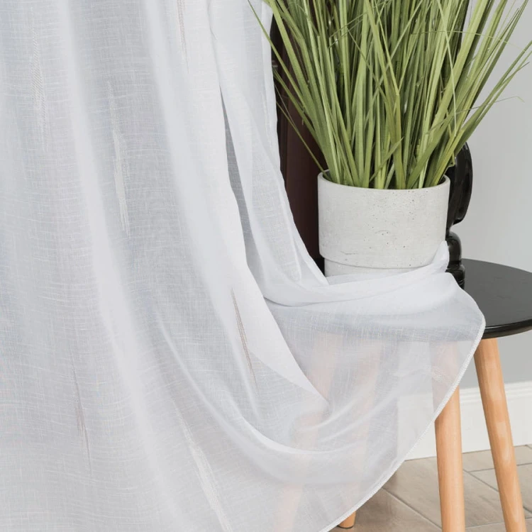 Firanka fantazyjna ze wzorem po całości z ołowianką, wysokość 305cm, kolor biały z szarym i beżowym