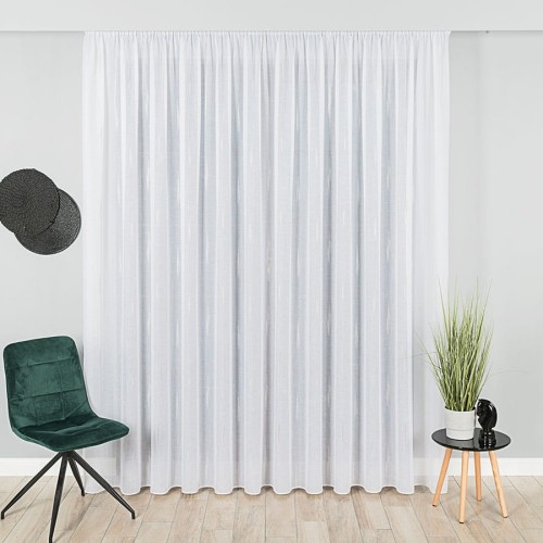 Firanka fantazyjna ze wzorem po całości z ołowianką, wysokość 305cm, kolor biały z szarym i beżowym