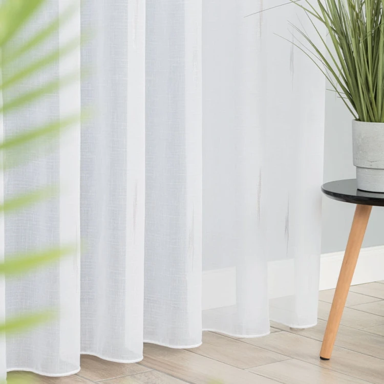 Firanka fantazyjna ze wzorem po całości z ołowianką, wysokość 305cm, kolor biały z szarym i beżowym