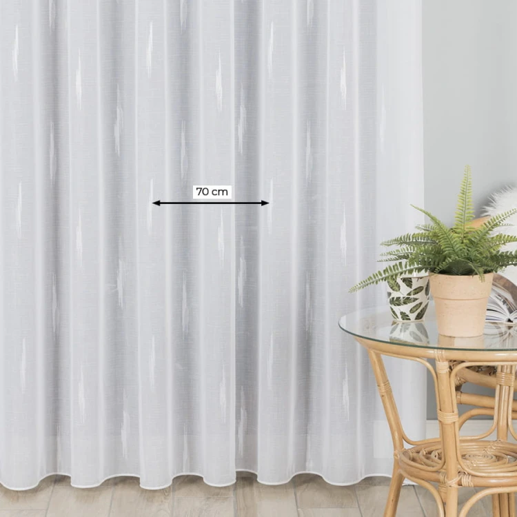 Firanka fantazyjna ze wzorem po całości z ołowianką, wysokość 305cm, kolor biały z szarym i beżowym