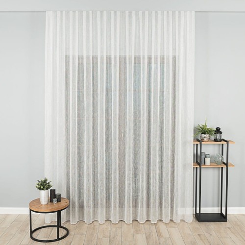 Firanka fantazyjna z ołowianką, wysokość 295cm, kolor kremowy ze srebrnym