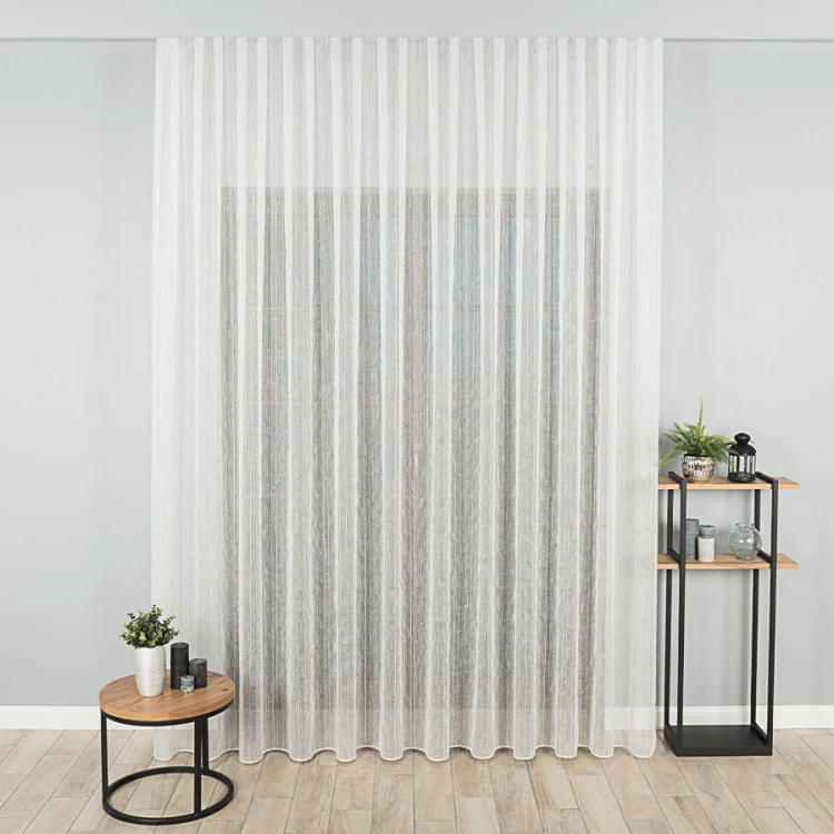 Firanka fantazyjna z ołowianką, wysokość 295cm, kolor kremowy ze srebrnym