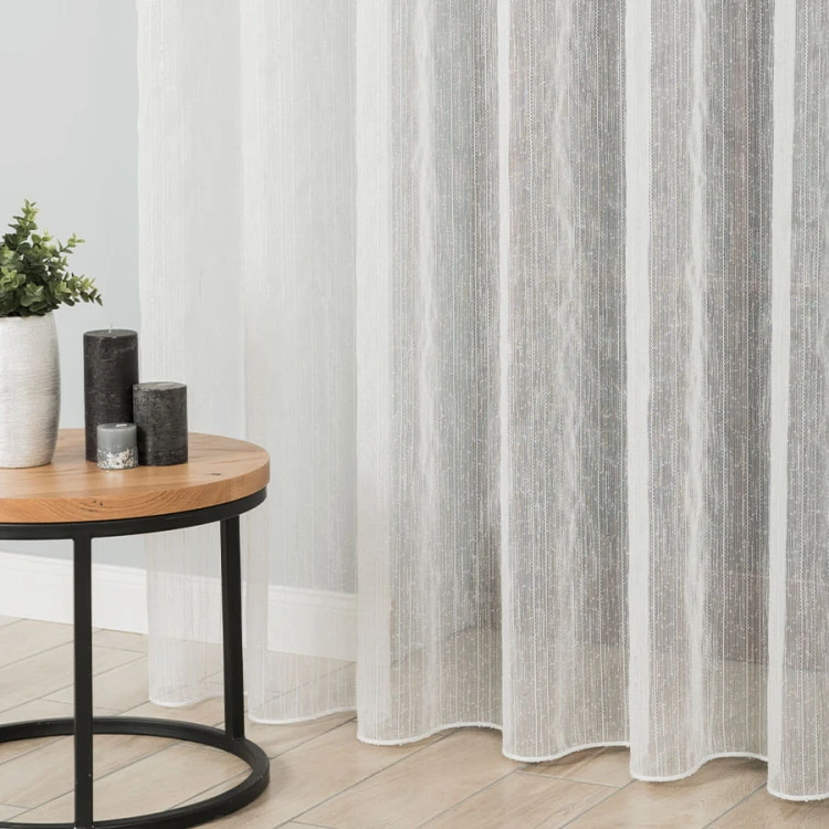 Firanka fantazyjna z ołowianką, wysokość 295cm, kolor kremowy ze srebrnym