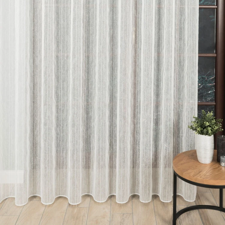 Firanka fantazyjna z ołowianką, wysokość 295cm, kolor kremowy ze srebrnym