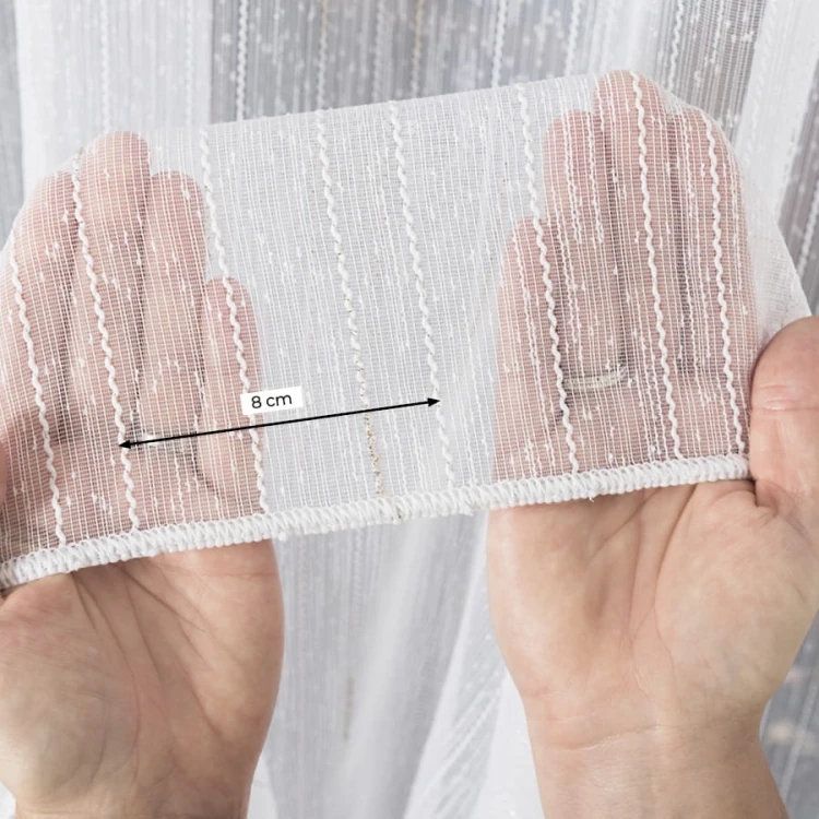 Firanka fantazyjna z ołowianką, wysokość 295cm, kolor kremowy ze srebrnym